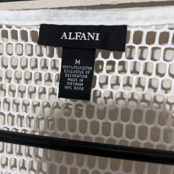 Alfani White Open Front Mesh Jacket Cardigan Womens M cyber punk Whimsigoth - Picture 6 of 8